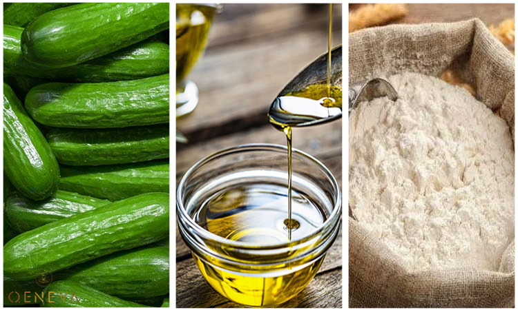 1.3. Sử dụng dưa leo, dầu Oliu và bột mì 1 1.3. Sử dụng dưa leo, dầu Oliu và bột mì 1